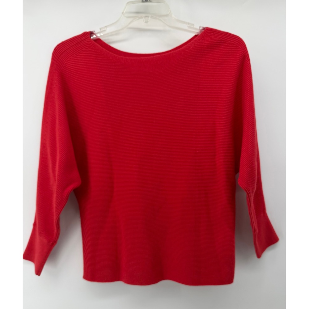 Tommy Bahama Womens Red Ribbed Boat Neck Dolman Sleeve Cotton Blend Sweater L